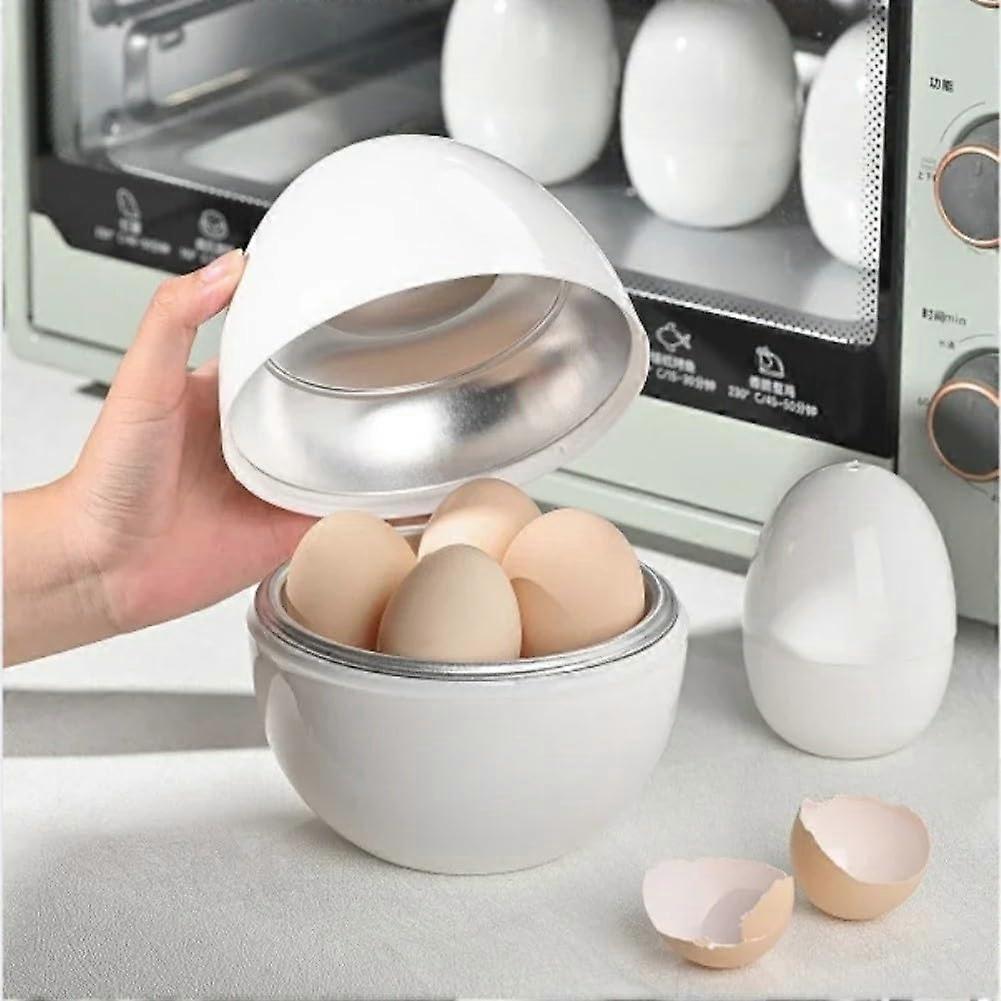 Microwave Egg Cooker for 4 Eggs with Ventilation, Fast Breakfast Steamer, Compact White Design