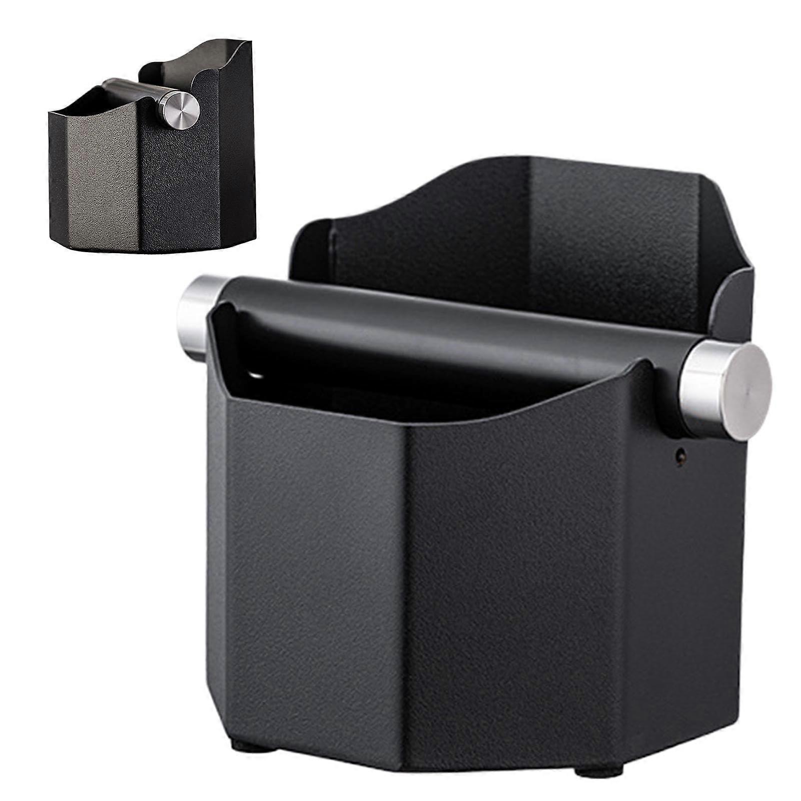 Matte Black Espresso Knock Box with Noise Reduction Bar, SplashProof Large Coffee Grounds Container