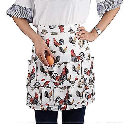 Egg Gathering Apron with 12 Deep Secure Pockets for Hands Farmhouse Egg Collection, Beige