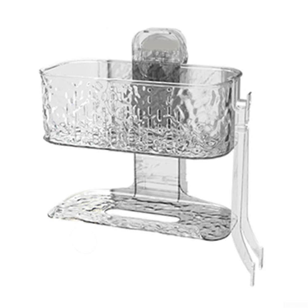 Double Layer Bathroom Towel Rack with Suction Cups, Wall Mounted Breathable Organizer with Hooks