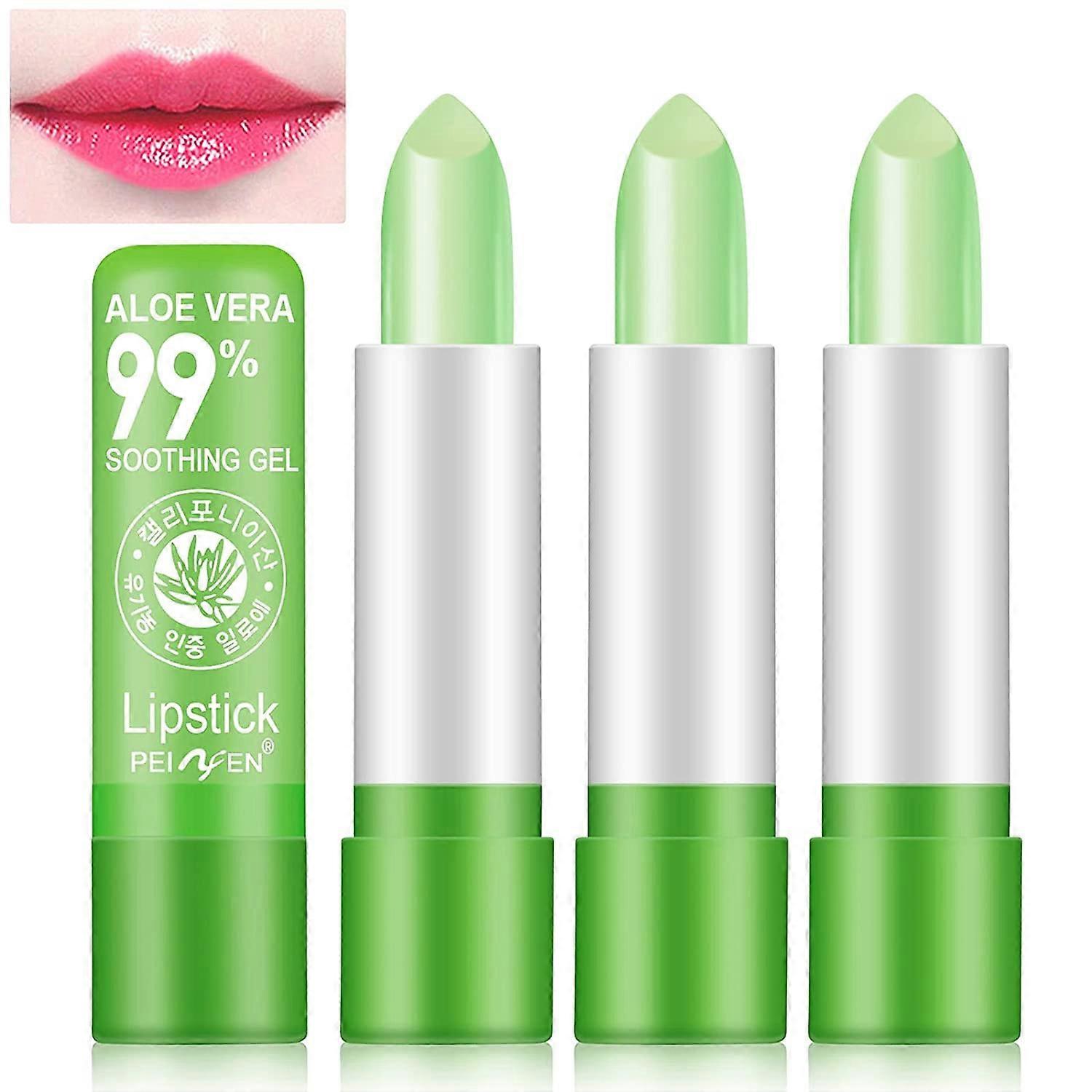 3PCS Aloe Vera Color Changing Lip Balm Set with TemperatureActivated Tint and Deep Hydration