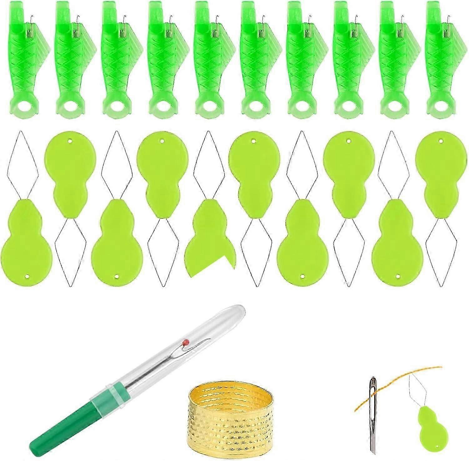 22-piece needle threader set, threading aid for sewing needles, threader