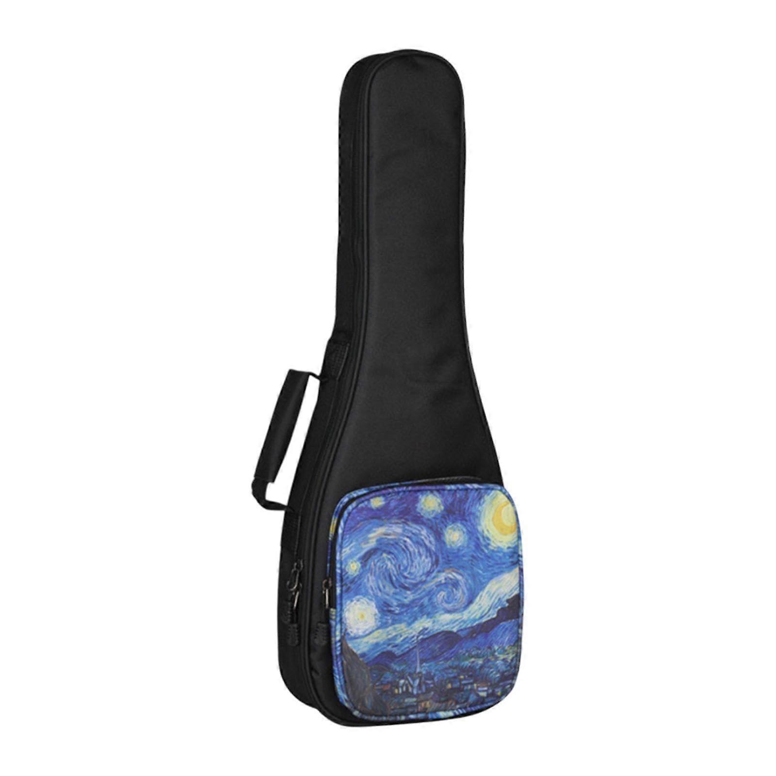 Capa acolchoada para ukulele de 23 polegadas com proteção contra impactos e resistente à água, com estampa de noite estrelada.