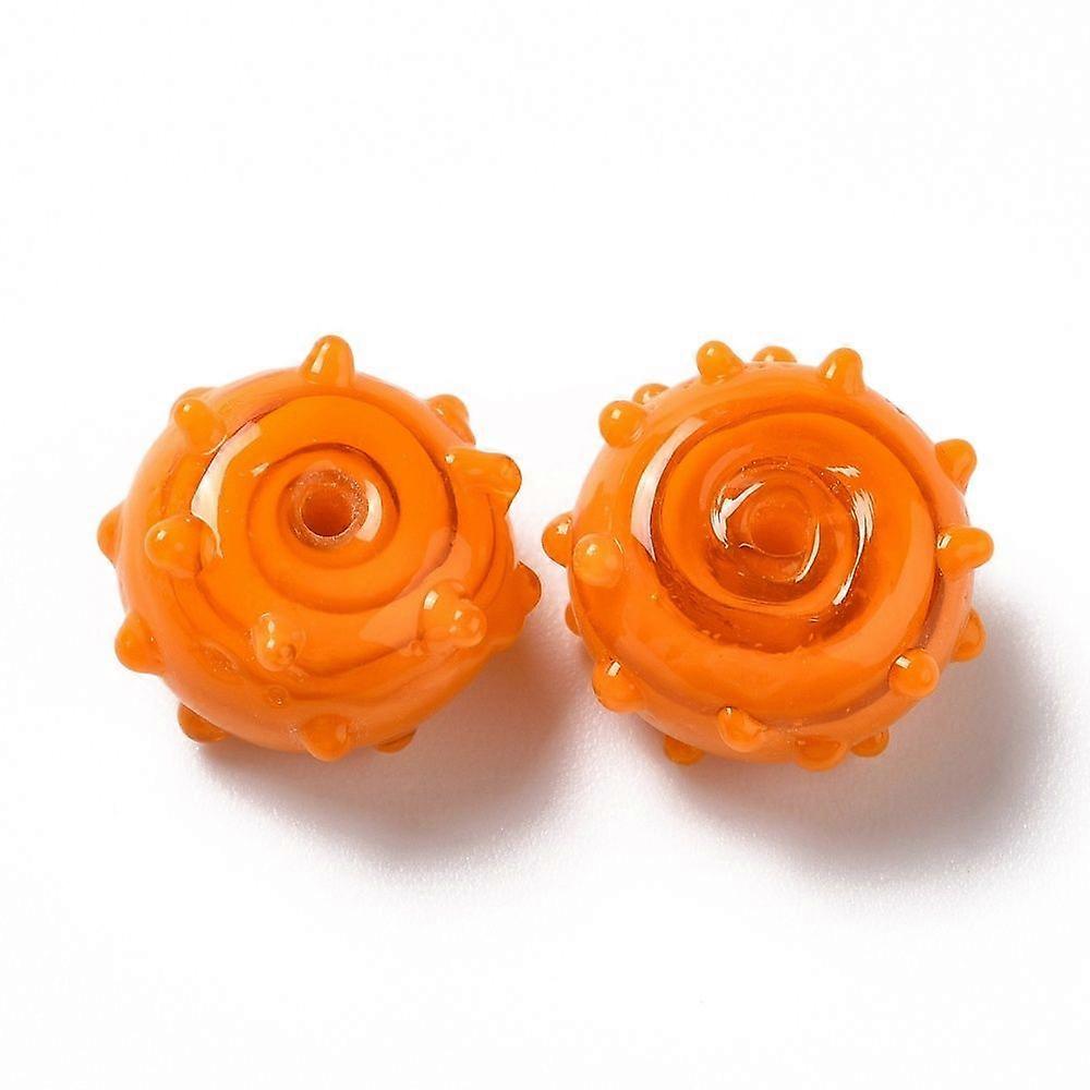 Handmade Bumpy Lampwork Beads Round Orange 12x13x8mm Hole: 1.6mm