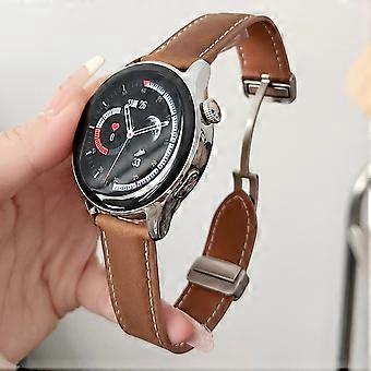 Für Samsung Galaxy Watch3 45mm / Huawei Watch 4 Band 22mm Echtes Rindsleder Uhrenarmband