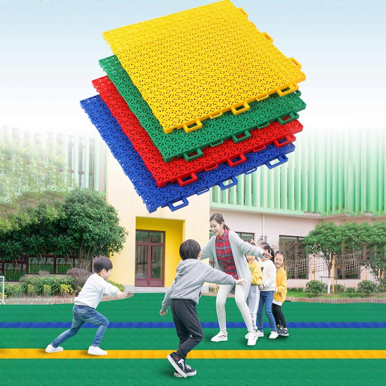 Modular Floor Tiles 25cm SlipResistant Outdoor Interlocking Deck Tiles QuickDrain Green 12 Pack