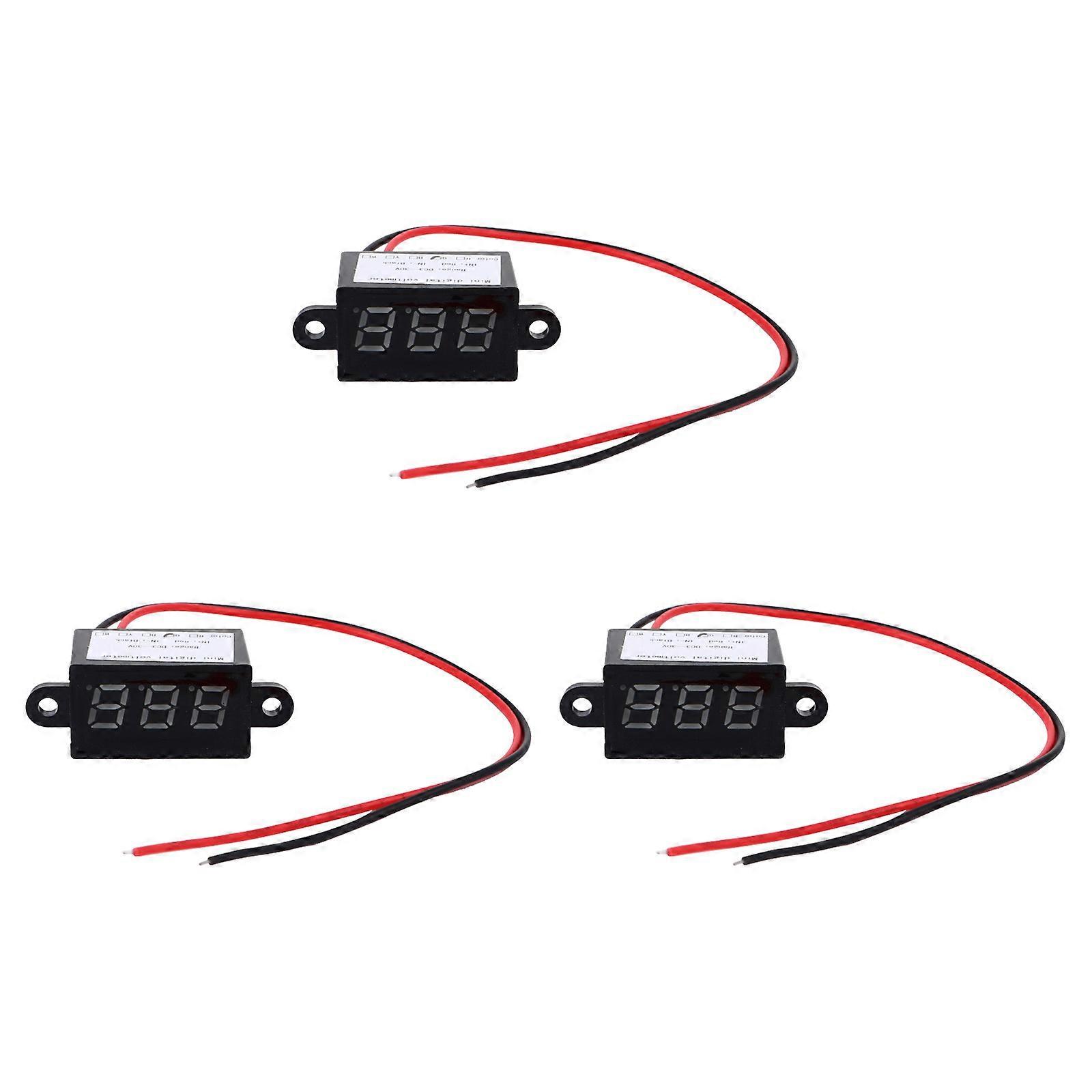 Digital Dc Voltmeter 3Pcs Calibratable Rectangular Black for Technicians and Outdoor Use