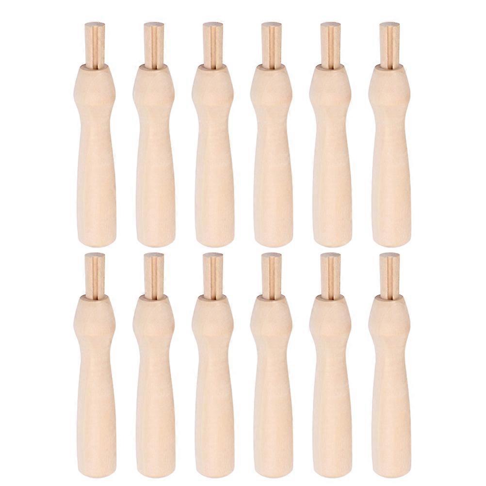 Needle Felting Tools Wooden Handles for Replacement Use 15Pcs Beige Multi-Function