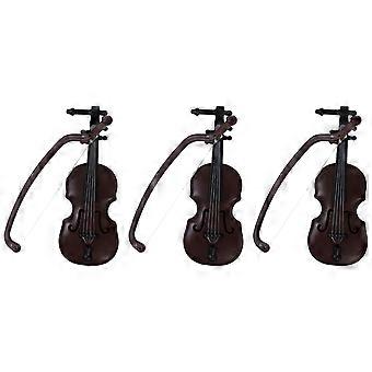 Musikinstrument-Dekorationen, Mini-Geigenschmuck, Simulation, Geige, Mini-Instrument, Modell, Puppenhaus-Dekor, Schwarz, 8,20 x 3,00 x 1,80 cm, Dekoration, 3er-Pack