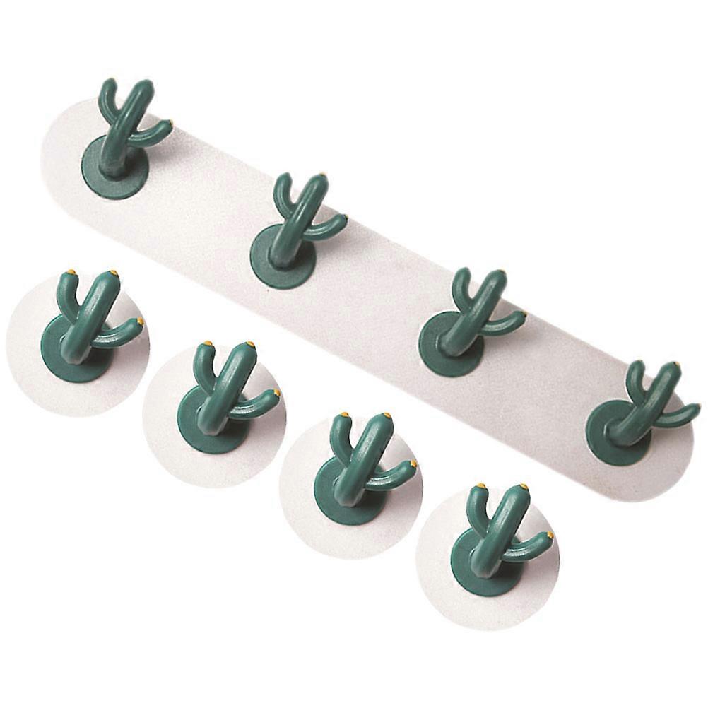 Cactus Shaped Hooks Wall Mounted for Storage Rack 6Sets Green Design