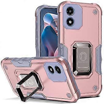 Rose Gold Hybrid Shockproof Case with Ring Stand and Stylus Pen for Motorola Moto G Play 2024