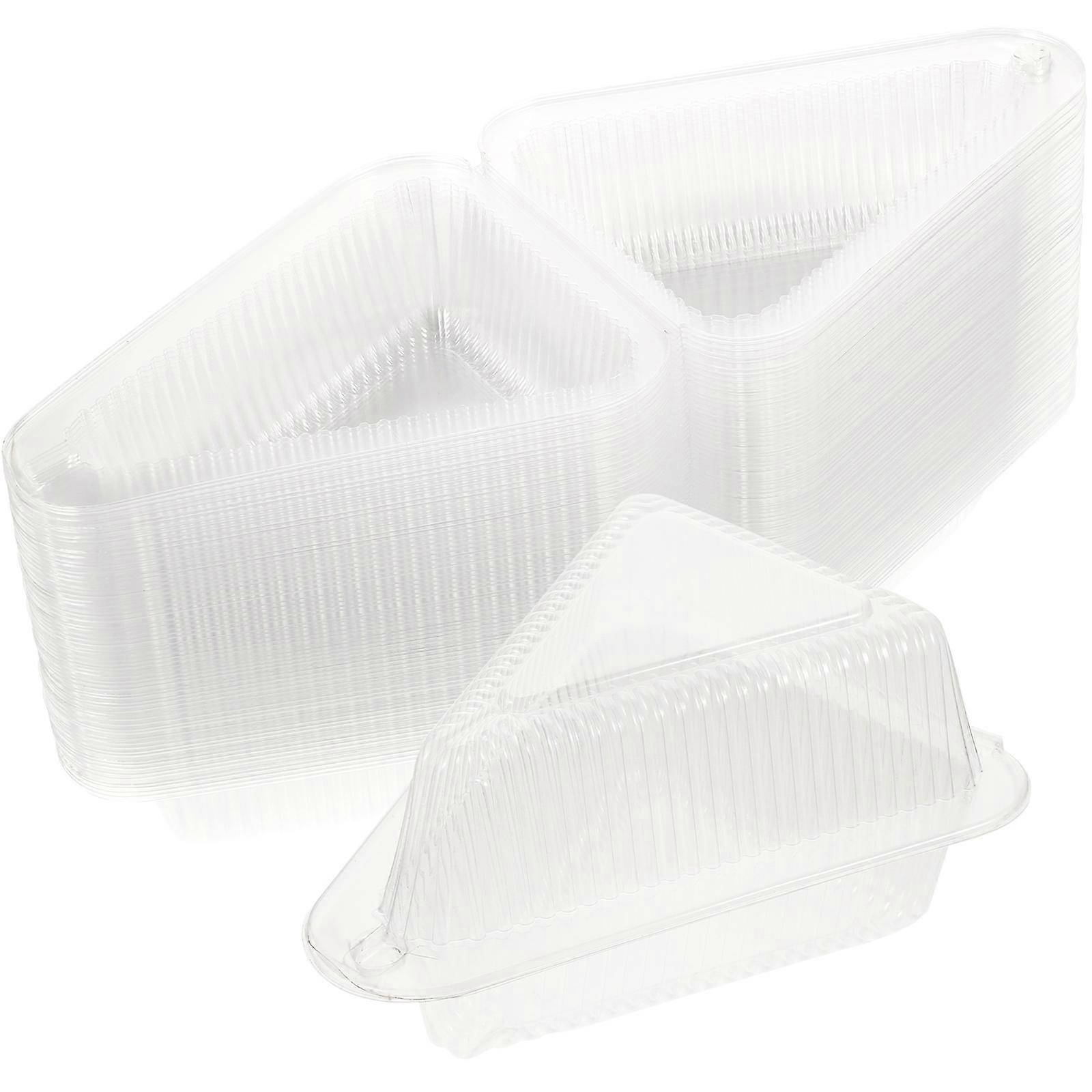 Transparent Sandwich Packing Boxes Cake Triangle Container for 100Sets