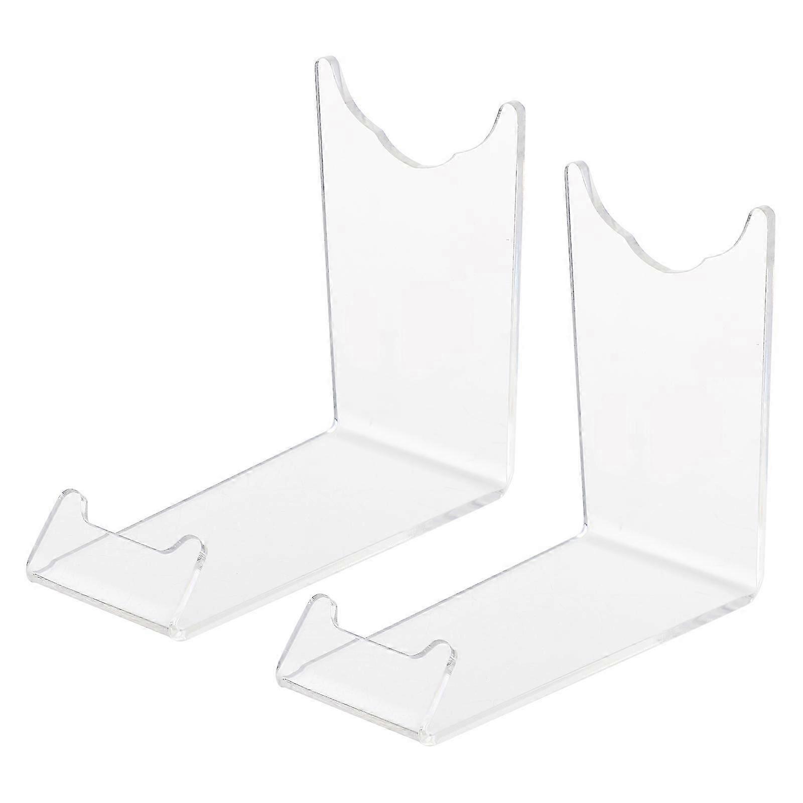 Clear Display Stand Brackets, Simple Square Design, Plastic, Office Use, 2Pcs