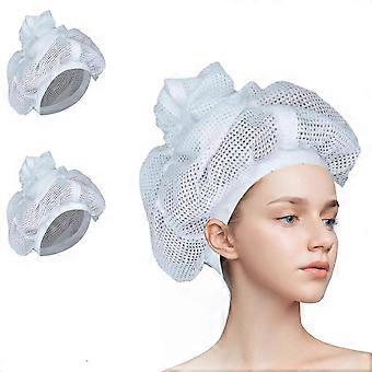 2Pcs Adjustable Net Plopping Cap for Curly Hair Drying - Comfortable, Reusable, Fits All Hair Types