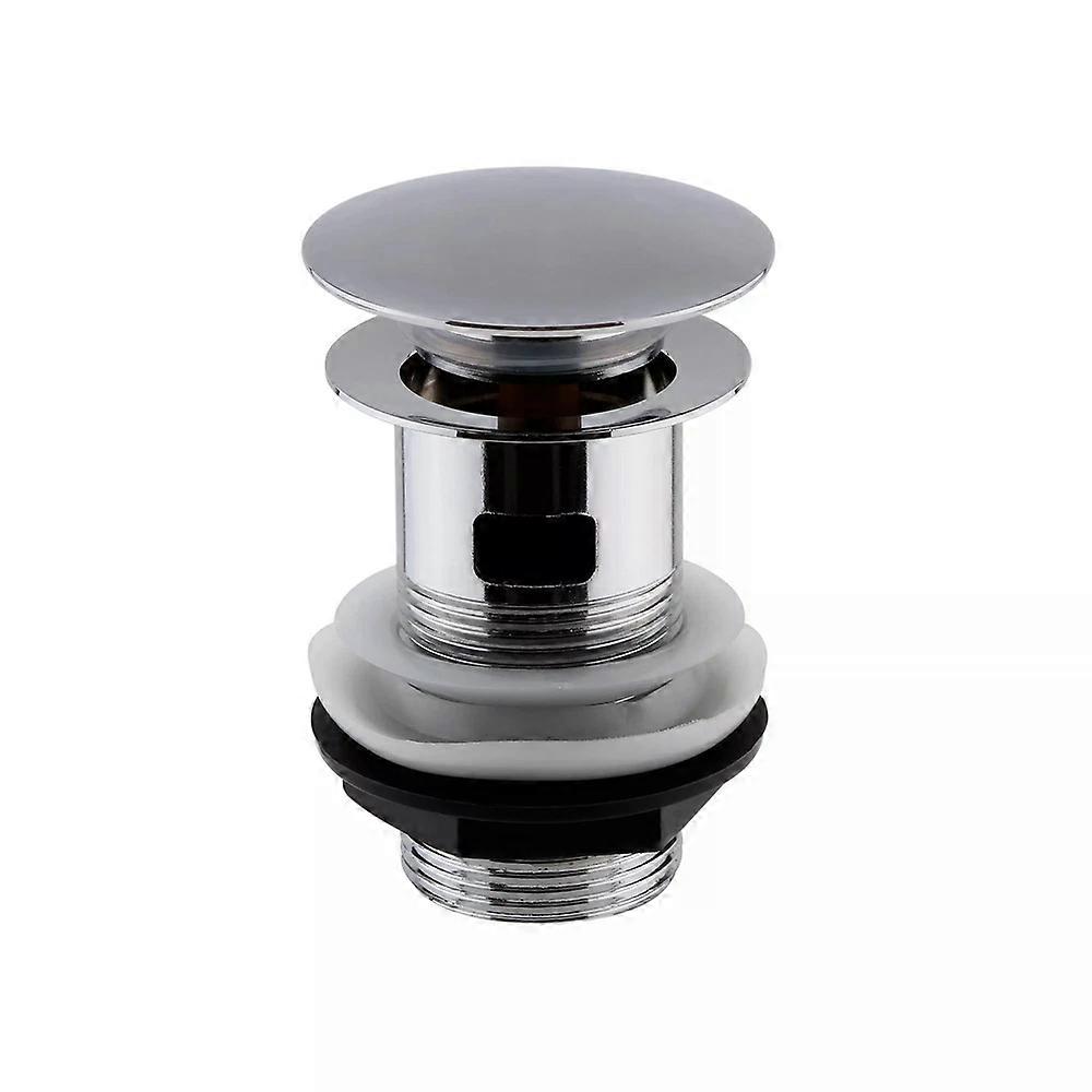 Round Push Button Basin Waste Slotted - Chrome