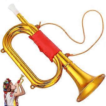 Plast Trumpet Leksak Småbarn Bugle Horn Barn Scenföreställning Rekvisita Gyllene 33.00X14.00X9.50CM 1st