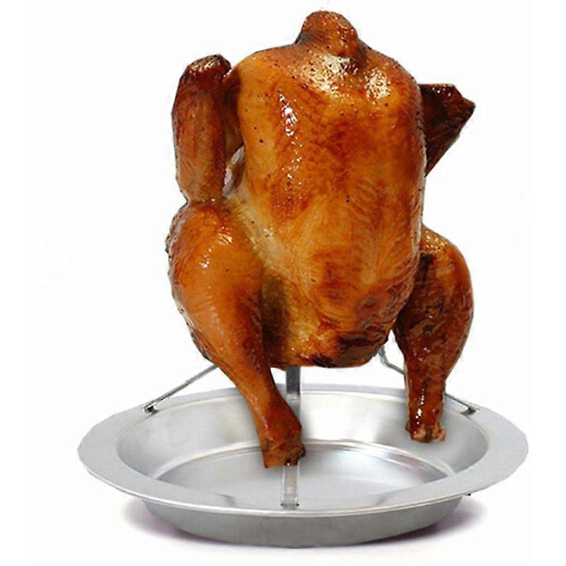 Griglia per pollo arrosto in acciaio inox, rimovibile, con leccarda per forno e grill, adatta per pollame da 1,8-2,3 kg.
