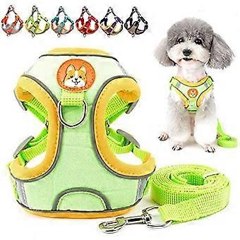 YOITEA Petit Chien Harnais Laisse Ensemble Pas de Traction Daim Souple Chiot Gilet Harnais Réglable Réfléchissant Step-In Chat Harnais Léger Échappatoire Pour La Marche