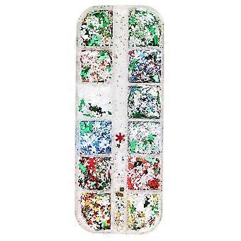 1 Box of Christmas Nail Glitter Sequins Christmas Snowflake Pentagram Pattern Irregular Shape Festive Manicure Accessories