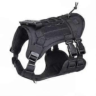 Tactical Dog Harness with Handle for Hiking and Hunting, Nylon Vest for Large and Small Dogs, Black, L