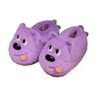 Funny Cartoon Dog Plush Slippers Warm Winter Shoes Cozy Fluffy Cotton Footwear Soft Indoor House Slipper with Silly Tongue Design for Home Bedroom Dor