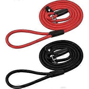 Set di guinzagli per cani, guinzaglio in nylon, corda morbida e resistente, corda antistrappo, guinzaglio per addestramento cani (nero + rosso).