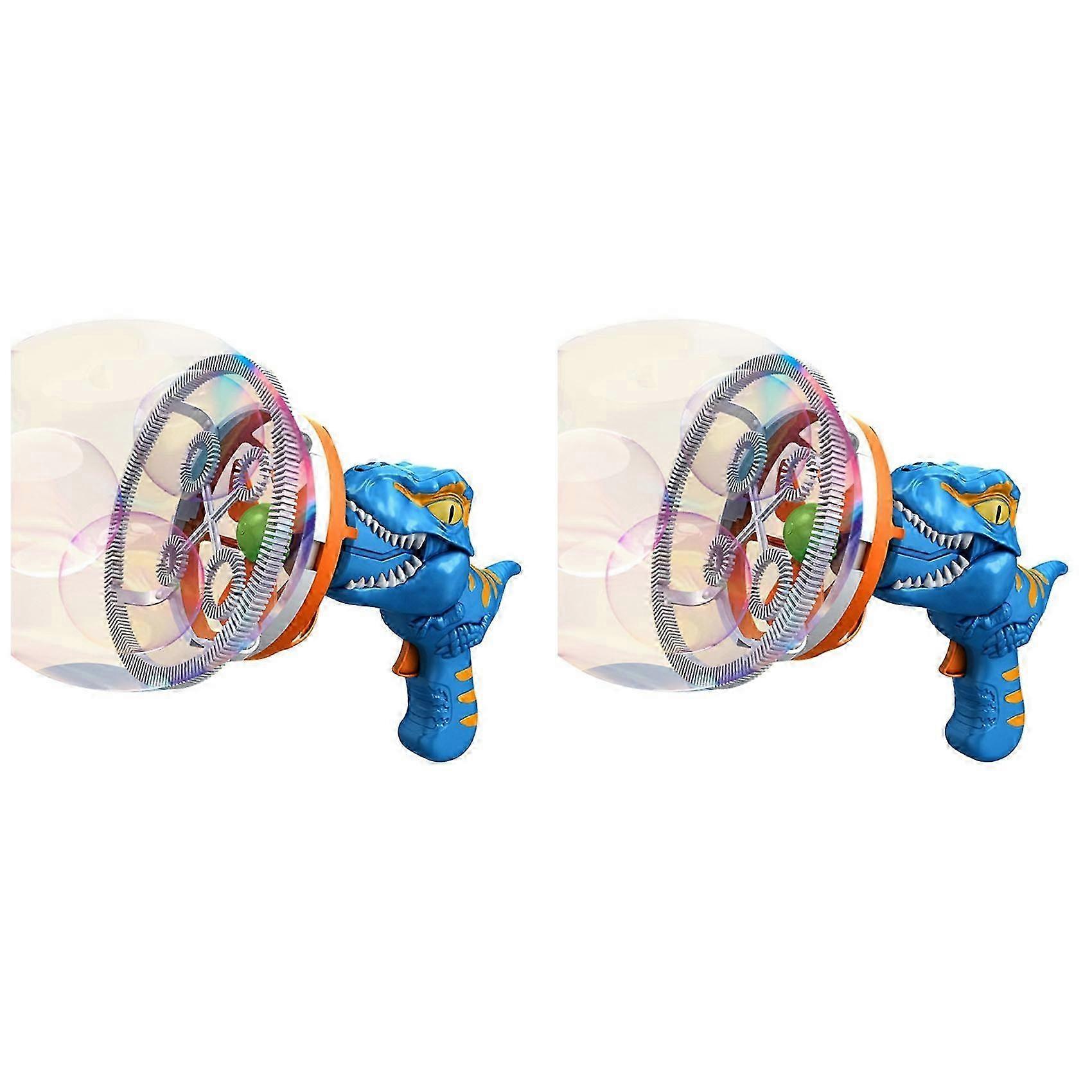 2X Fan Dinosaur Bubble Machine Bubbles in Bubble Handheld Electric Dinosaur Bubble Machine Bubble Blue