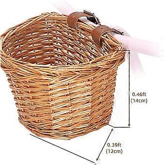 Fietsmand voor kinderen, mand voor kinderfiets, kleine fietsmand, wilgen fietsmand (bruin)