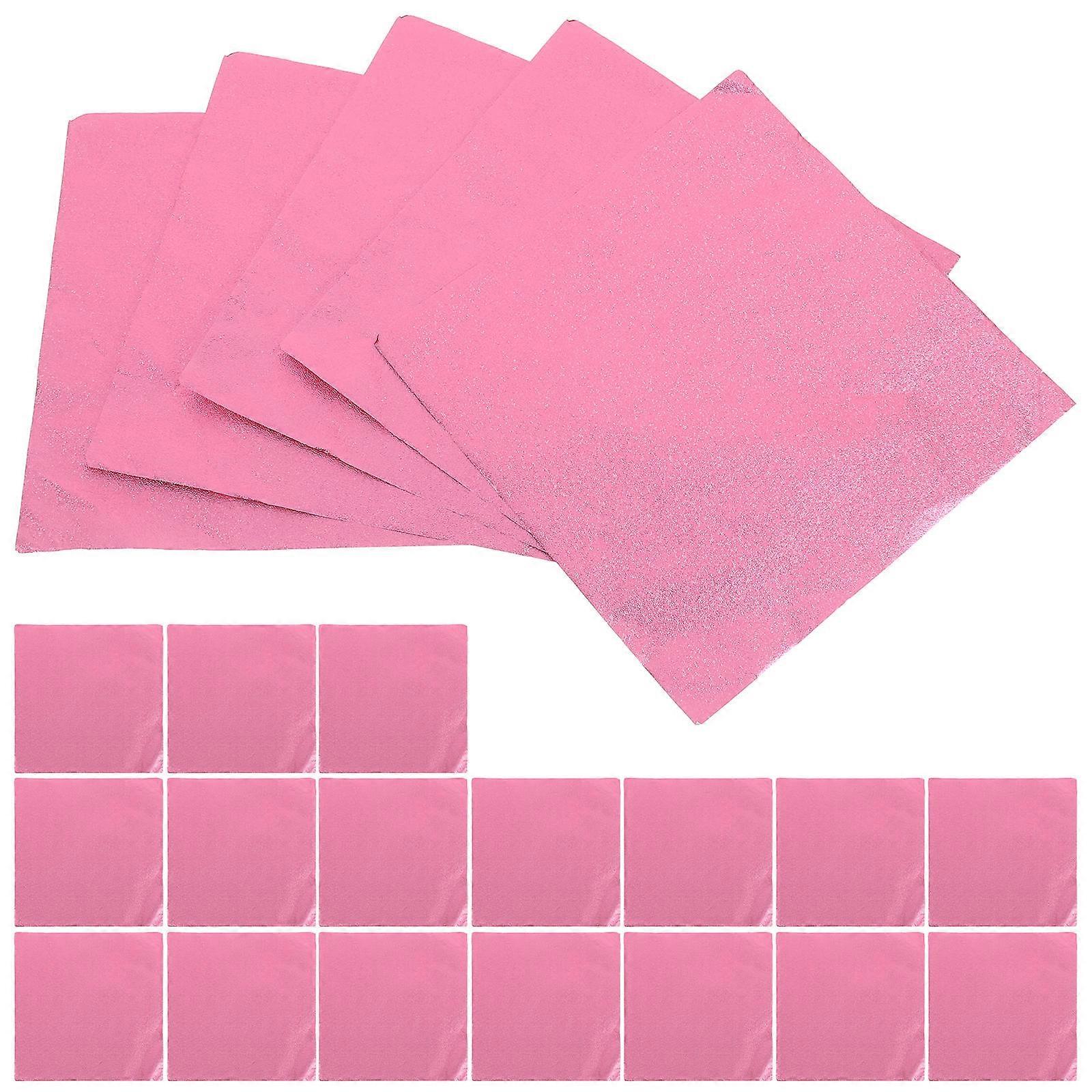 Papier aluminium rose brillant pour emballage de bonbons, 100 feuilles