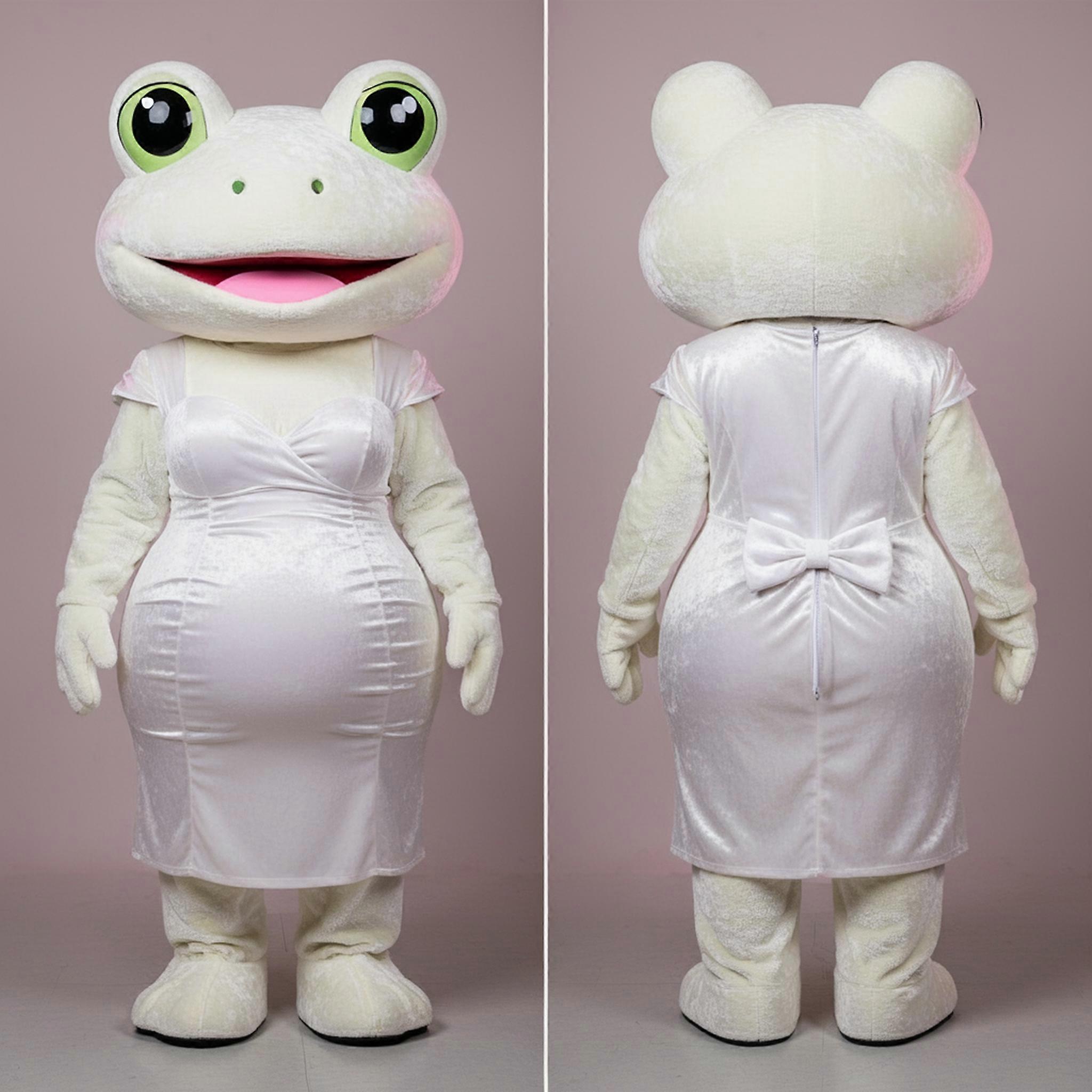 MASTICOT Velvet White Elegant Frog Mascot