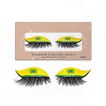 Brazil Flag Lazy Eyelash Patch Set, 3-In-1 False Lashes With Matching Shadow For Sports And Festival Makeup