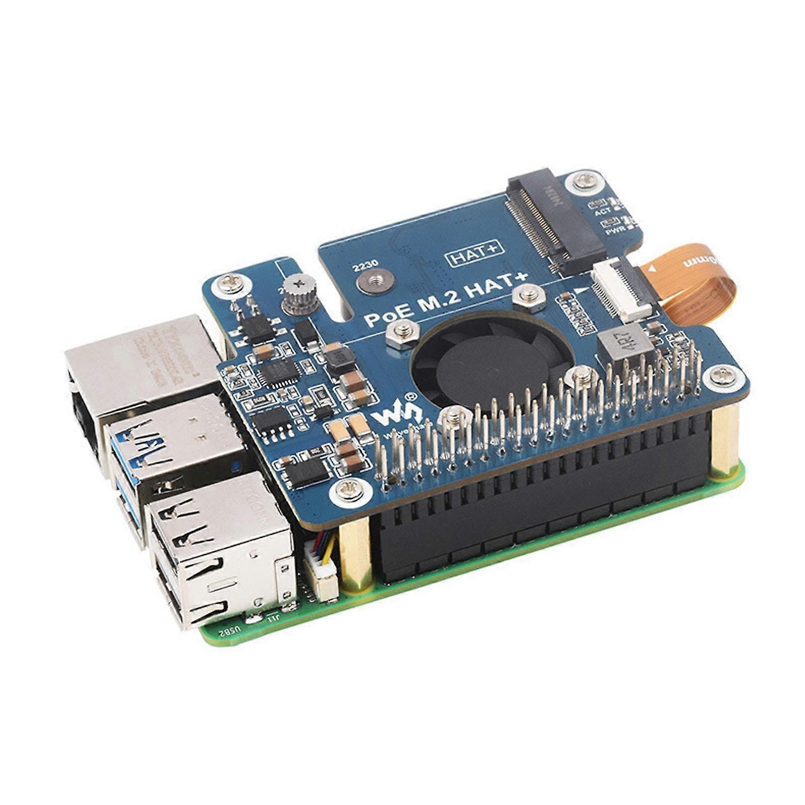WAVESHARE For Raspberry Pi 5 PCIe To M.2 Adapter With PoE Function Supports NVMe Protocol M.2 Solid State Drive