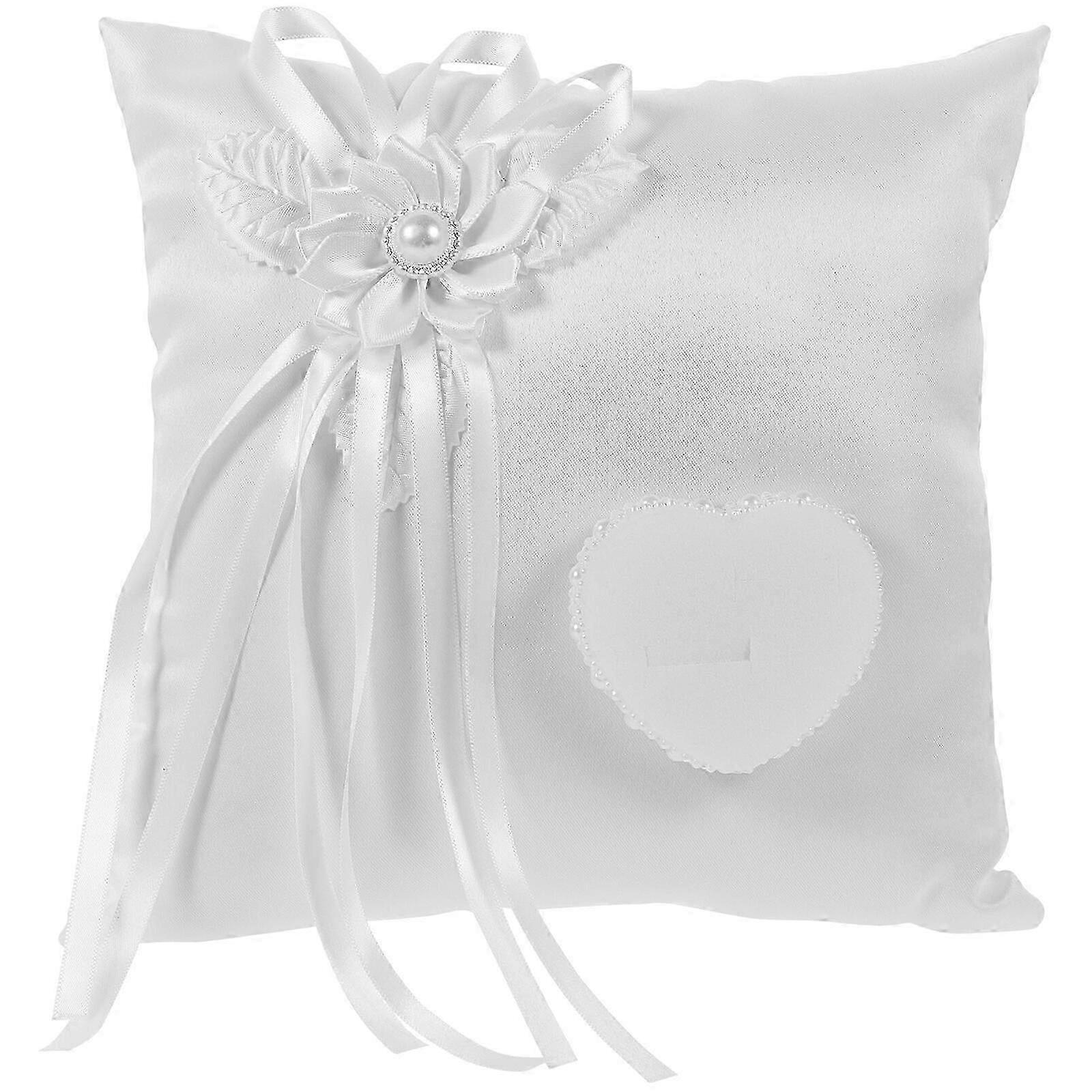 Wedding Ring Bearer Pillow Romantic White Square Ring Holder