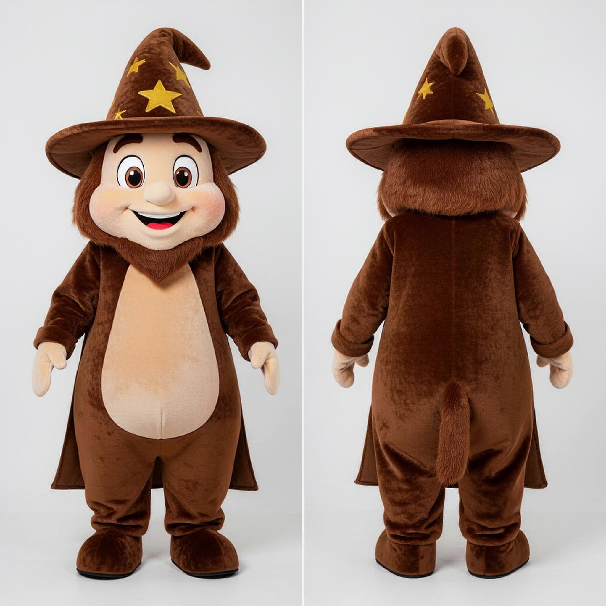 MASTICOT Velvety Brown Whimsical Wizard Mascot