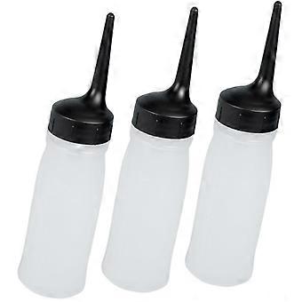 3pcs Refillable Hair Dye Applicator Bottle Set with Precise Flow Control for Smooth Coloring