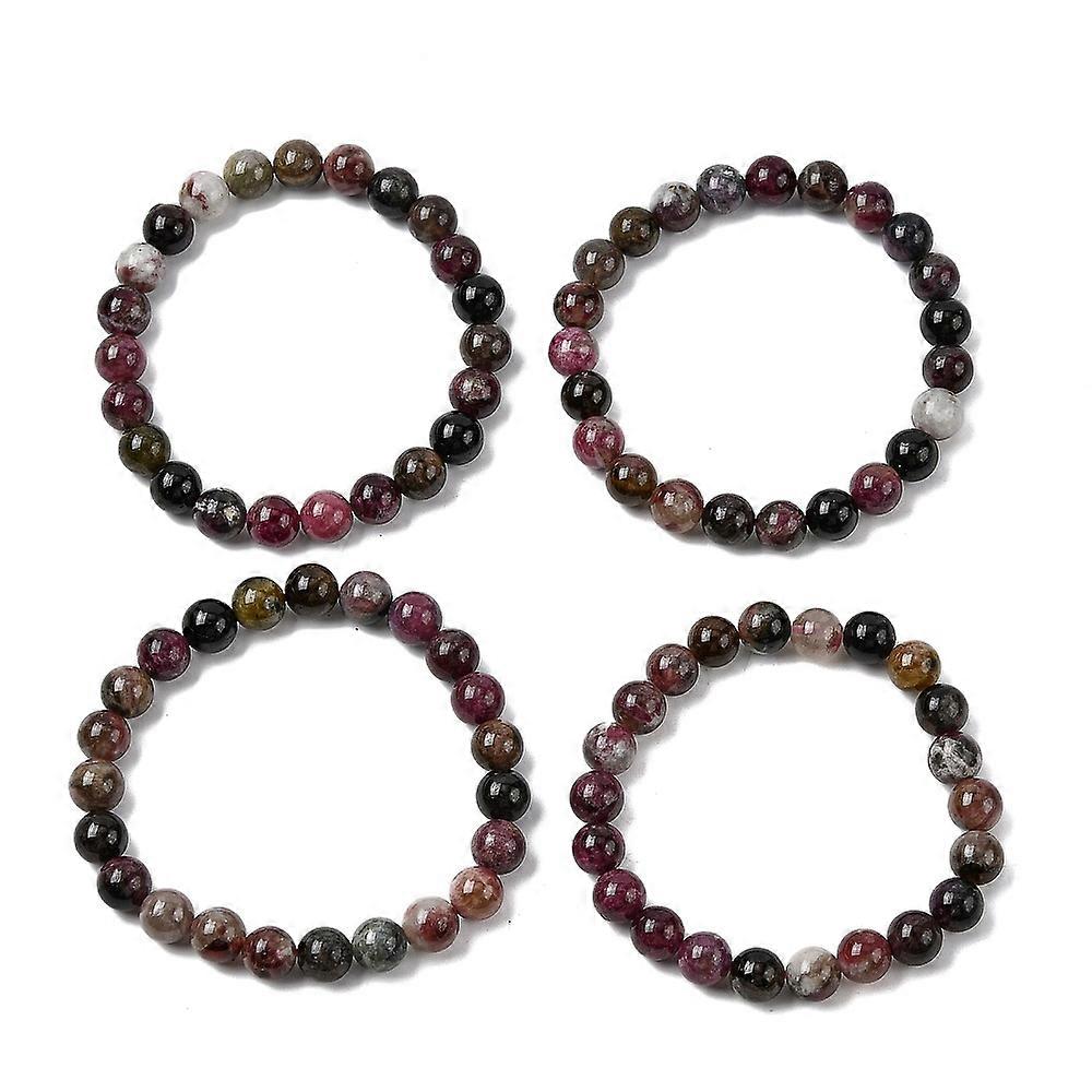 2pcs  Multicolor Tourmaline Beads Elastic Stretch Bracelets 52mm 8.5mm