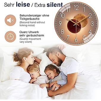 Orologio Da Parete Moderno Grande 67x52cm Con Decorazione 3D Foglie Di Ginkgo, Silenzioso, Per Soggiorno E Cucina