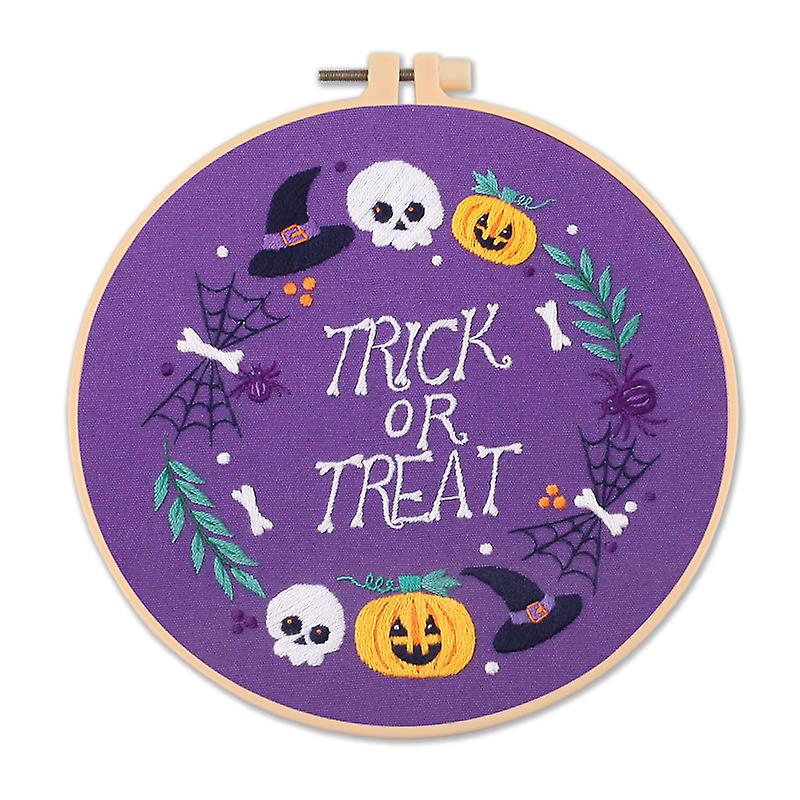 Halloween Themed Embroidery Kit With Patterns And Instructions Cross Stitch Kits For Adults Beginners