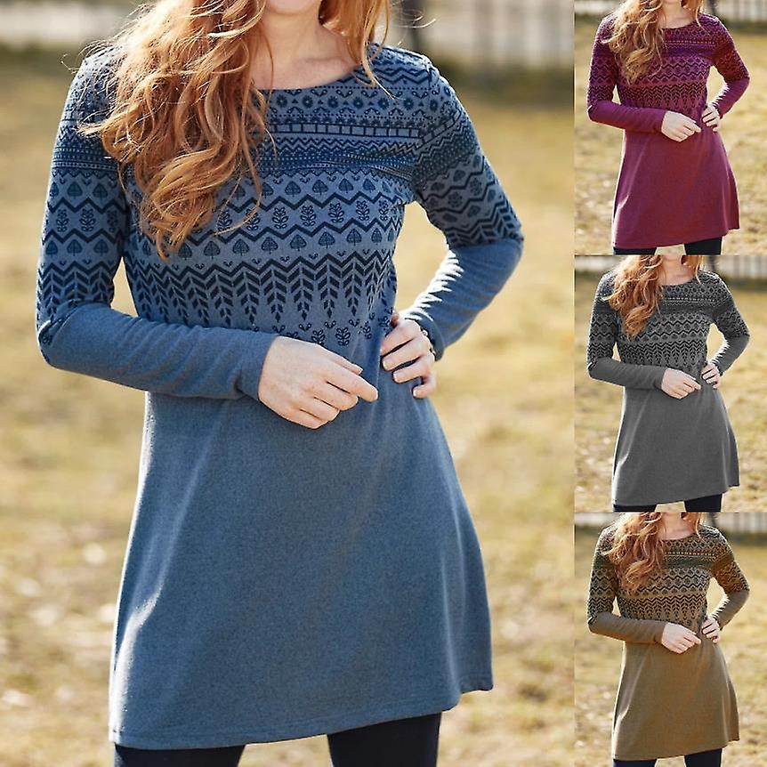 בגדי ריקוד נשים חלק עליון גראפי פרחוני דפוס שרוול ארוך יום יומי סוף שבוע בסיסי צווארון עגול רגיל פרחוני