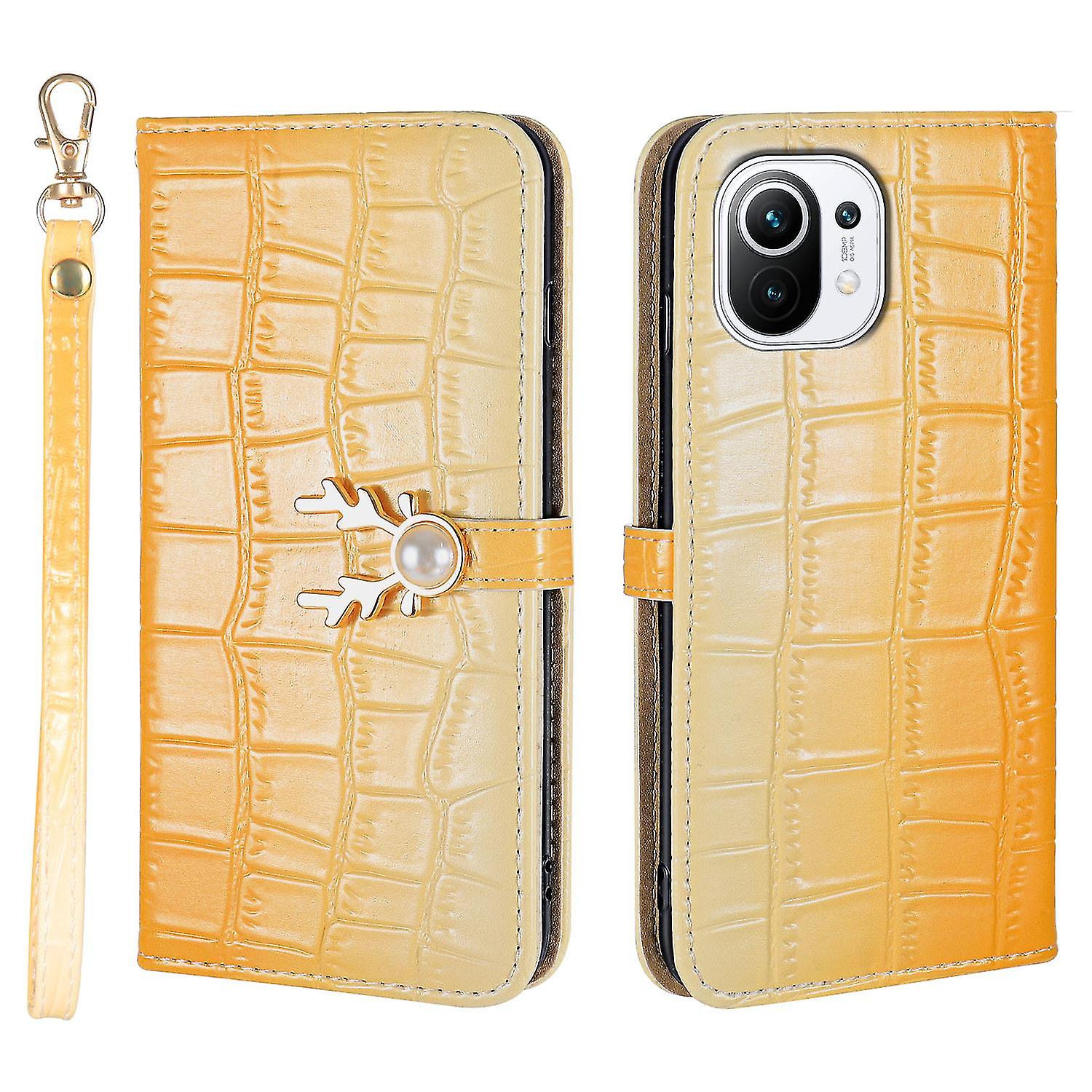 Elk Pattern Phone Case For Xiaomi 11 Lite With Card Holder, Lanyard, Pu Leather Material, Wallet Function, Corner Fall Protection