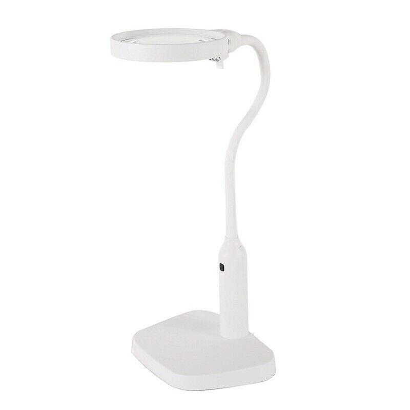 Led Illuminated Desktop Clip Dual Use Magnifying Glass Loupe 2x 5x Interchangeable Lens Magnifier