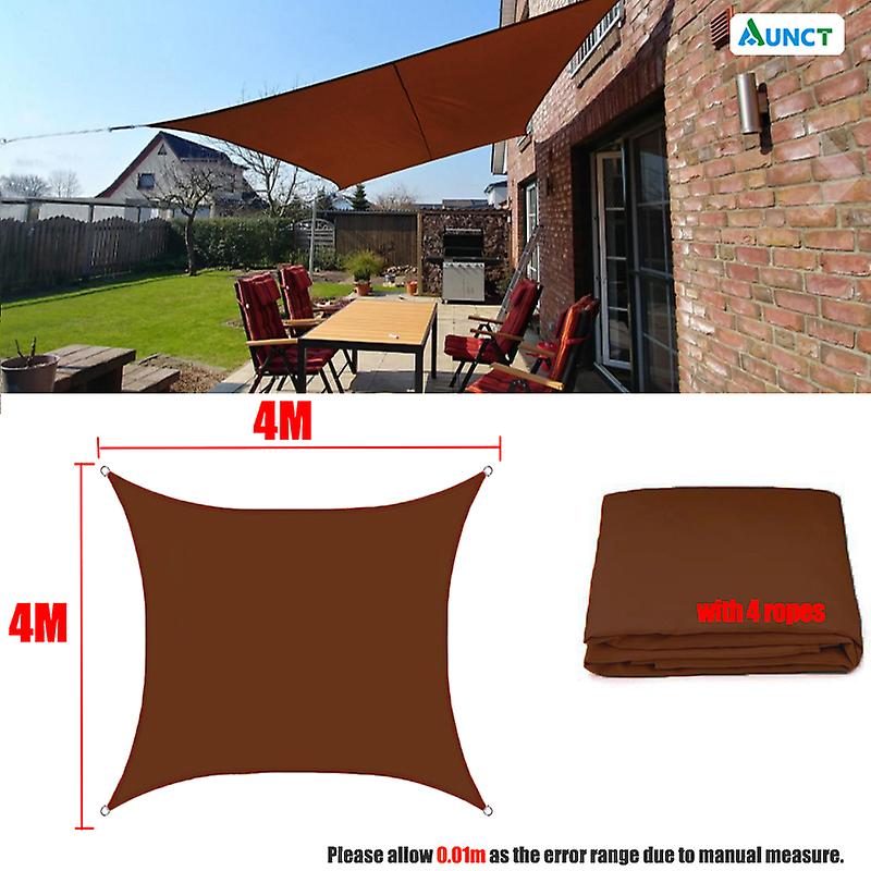 Brown 300d Waterproof Oxford Square Rectangle Sun Shade Sail Garden Yard Shade Sun Canopy Camping Sail Awning Terrace Swimming