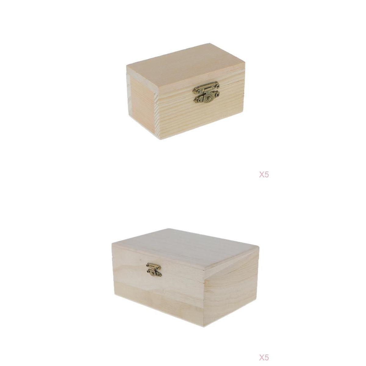 10 Pieces Unpainted Wood Jewellery Jewlry Box Keepsake Gift Case DIY Crafts