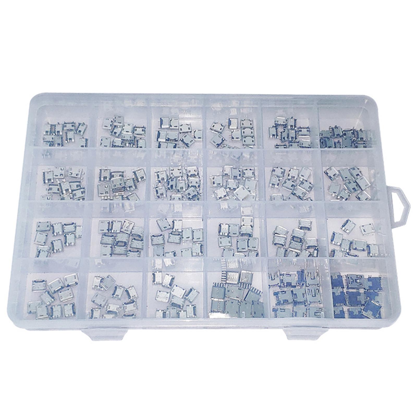 240 Pcs USB Sockets USB Connectors Assortment Kit 24 Values