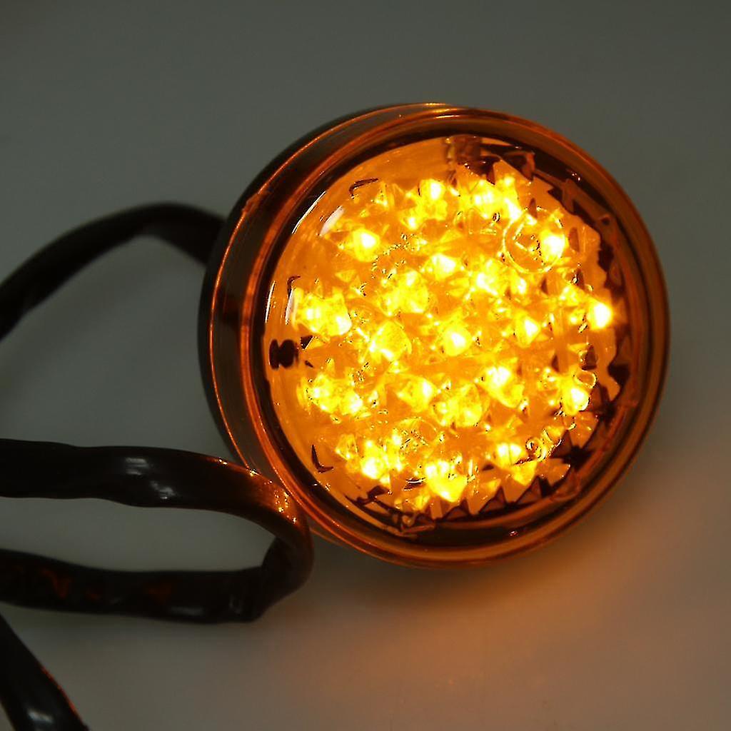 Motorcycle Round 20 Led Amber Turn Signal Indicator Light Blinker Orange Lens For Harley