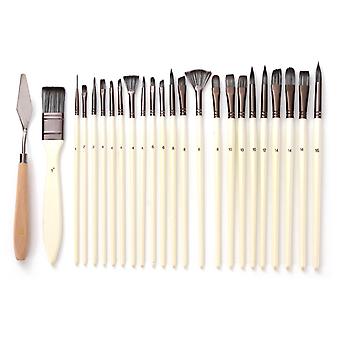 24pcs Nylon Hair Wooden Handle Watercolor Paint Brushes Pen Scraper Scrubbing Brush Set DIY Oil Acrylic Painting