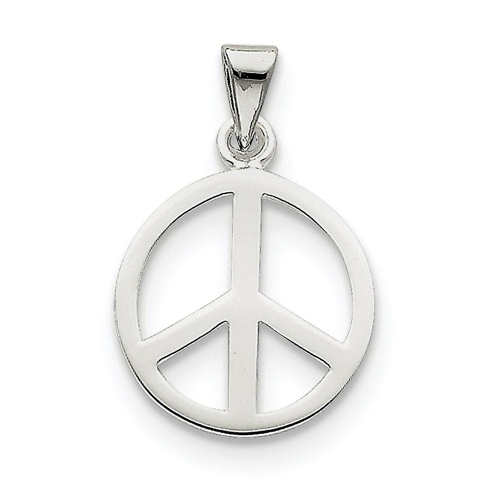 925 Sterling Silver Polished Peace Sign Pendant Necklace 24x16mm Wide-Pendant for Women - 1.5 Grams