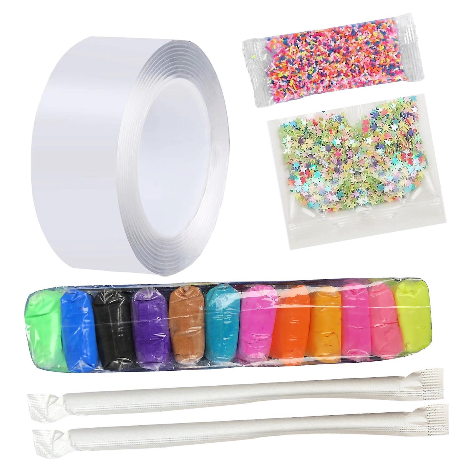 Nano Tape Waterproof Heavy Duty Removable with Straws and Clay for DIY Craft 2mm 2m with Sequins