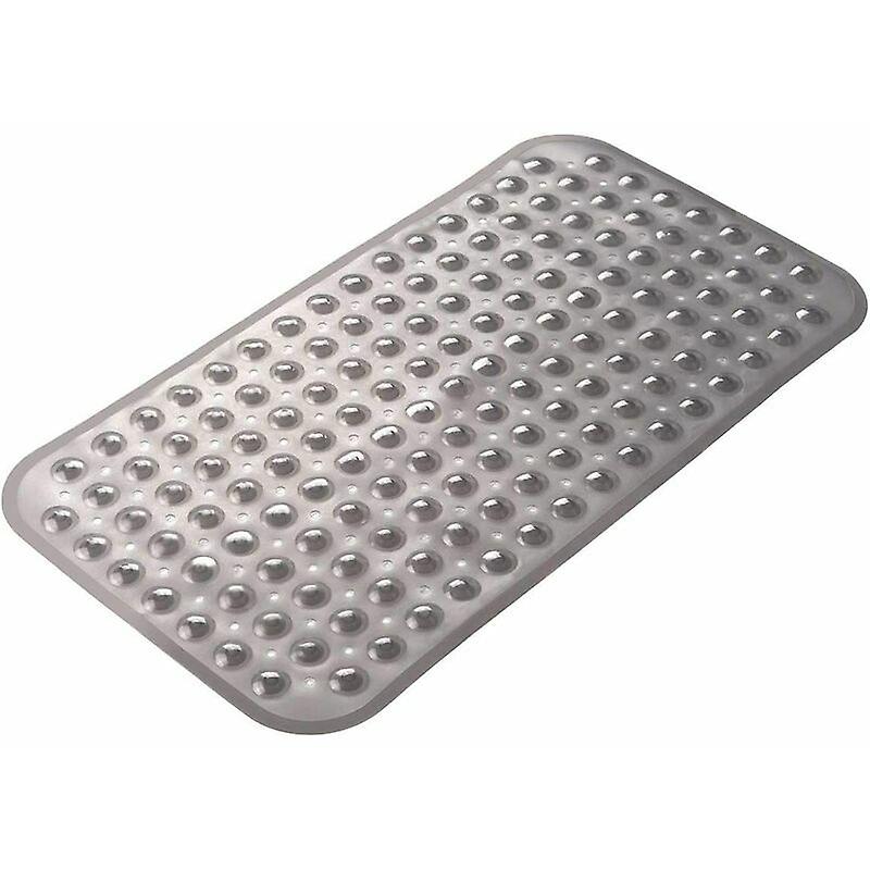 Bath Mat, 7038cm Medium Non-Slip Rectangular Shower Mat with Suction Cup and Drain Hole, Bath Mat Machine Washable Bath Mat (Grey