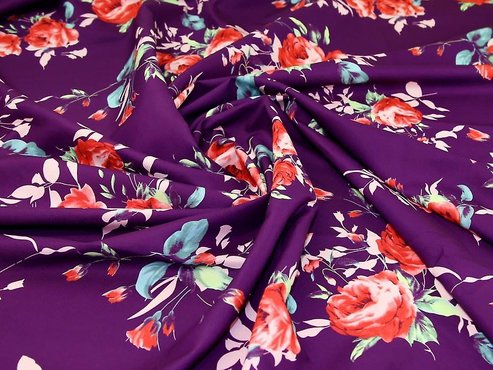 Minerva Digital Print Smooth Crepe Fabric Purple - per metre